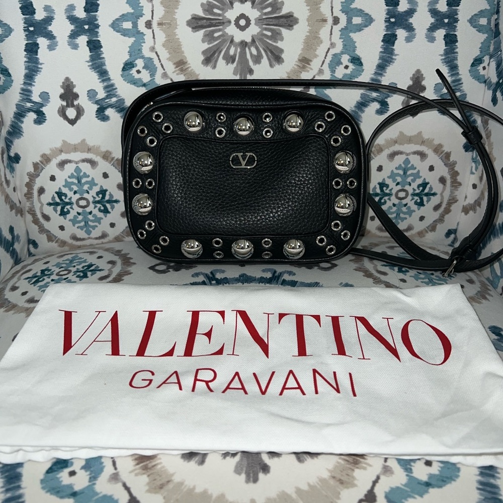 Valentino Garavani Black Studded Camera Bag